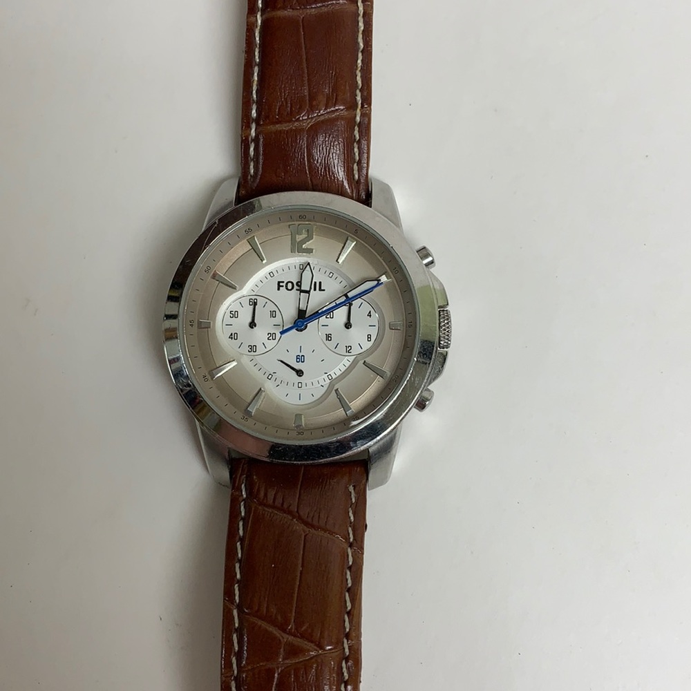 Men's Leather Fossil Watch